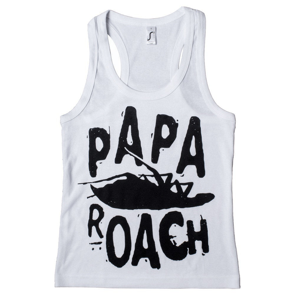 Papa Roach (Classic Logo White) Racerback Girl Tank