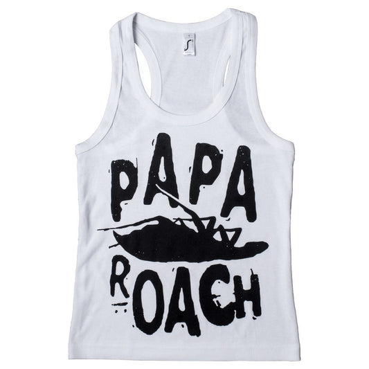 Papa Roach (Classic Logo White) Racerback Girl Tank