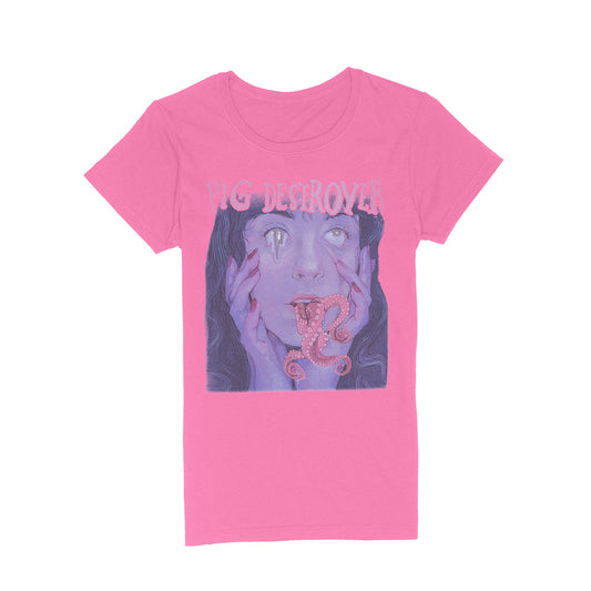 Pig Destroyer (Tentacles In Mouth Pink) Fitted Girl T-Shirt