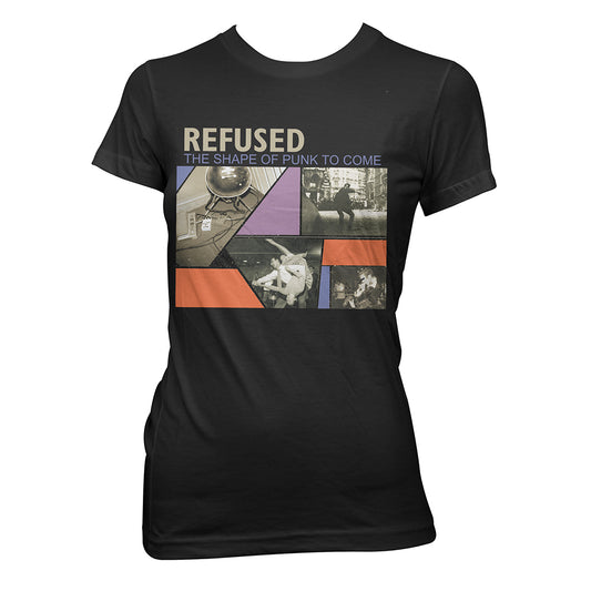 Refused (The Shape Of Punk Small Print) Fitted Girl T-Shirt